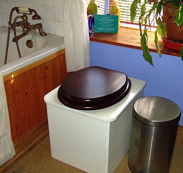 Dry toilet (bucket type system with remote composting) Photo by D Taylor. Dry toilet (bucket type system with remote composting) Photo by D Taylor.