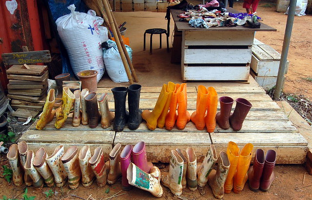 Welly boots at the community garm