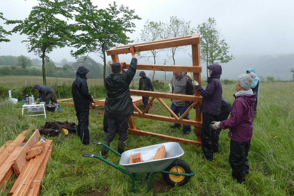 building compost toilet in the rain