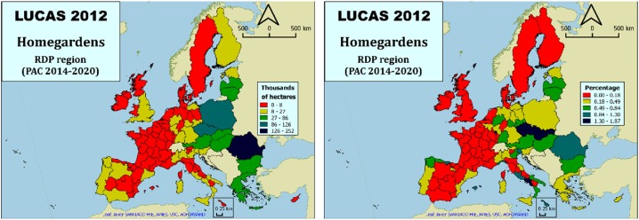 Map of home garden abundance in Europe