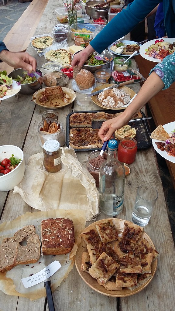 Sharing food on a table