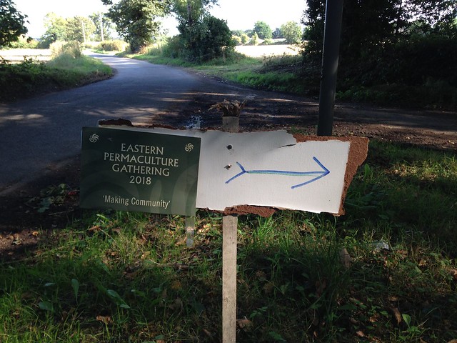 Eastern Permaculture Gathering 'Creating Community' sign
