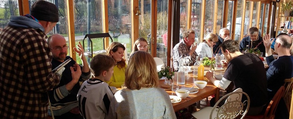 People gathering at a social event