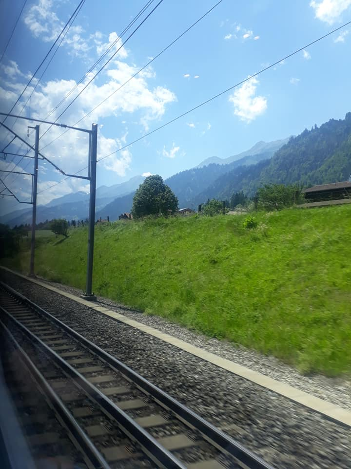 Swiss alps from the train window