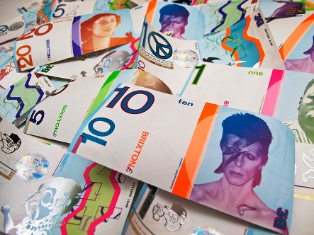 Finance and economics - a pile of the Brixton Pound, featuring David Bowie