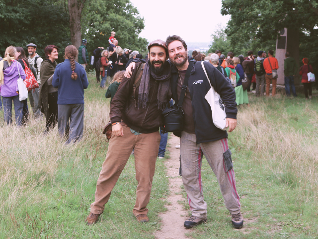 men in field