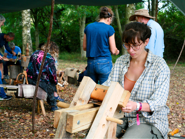 lady carving wood