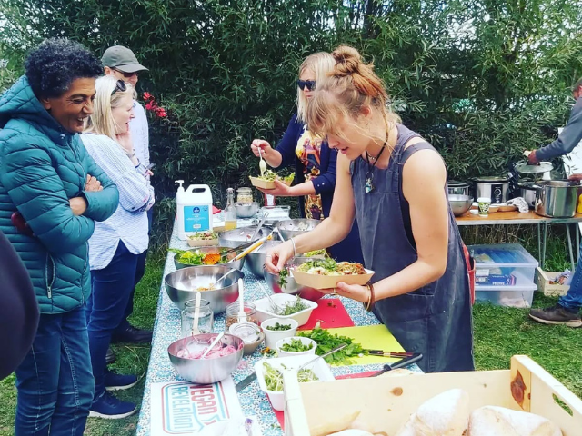 serving food at a project event