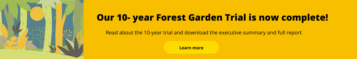 banner for the 10 year garden trial being completed