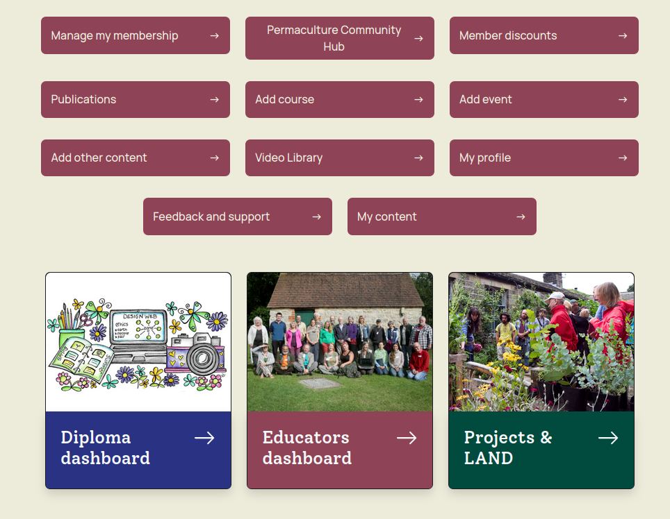 screenshot of Permaculture Association web site